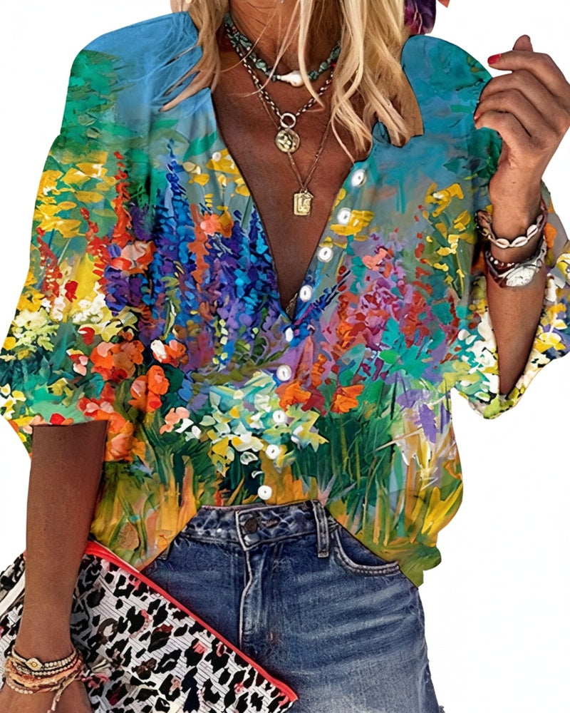 Oversize-Bluse mit Blumenmuster
