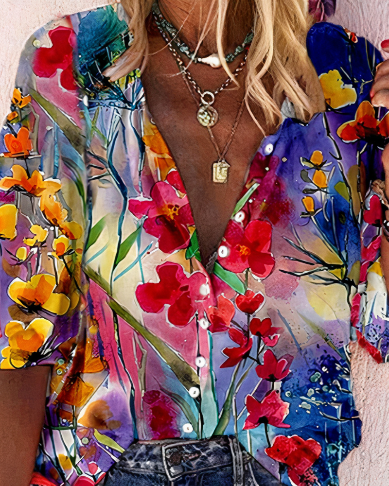 Oversize-Bluse mit Blumenmuster