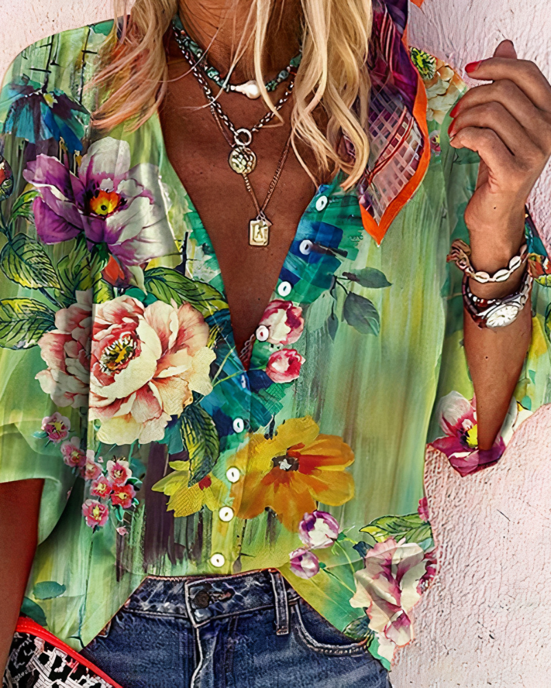 Oversize-Bluse mit Blumenmuster