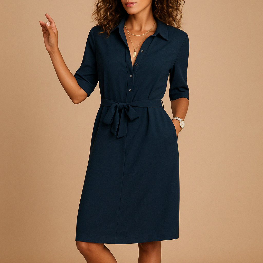 Midi-Hemdkleid mit Bindegürtel
