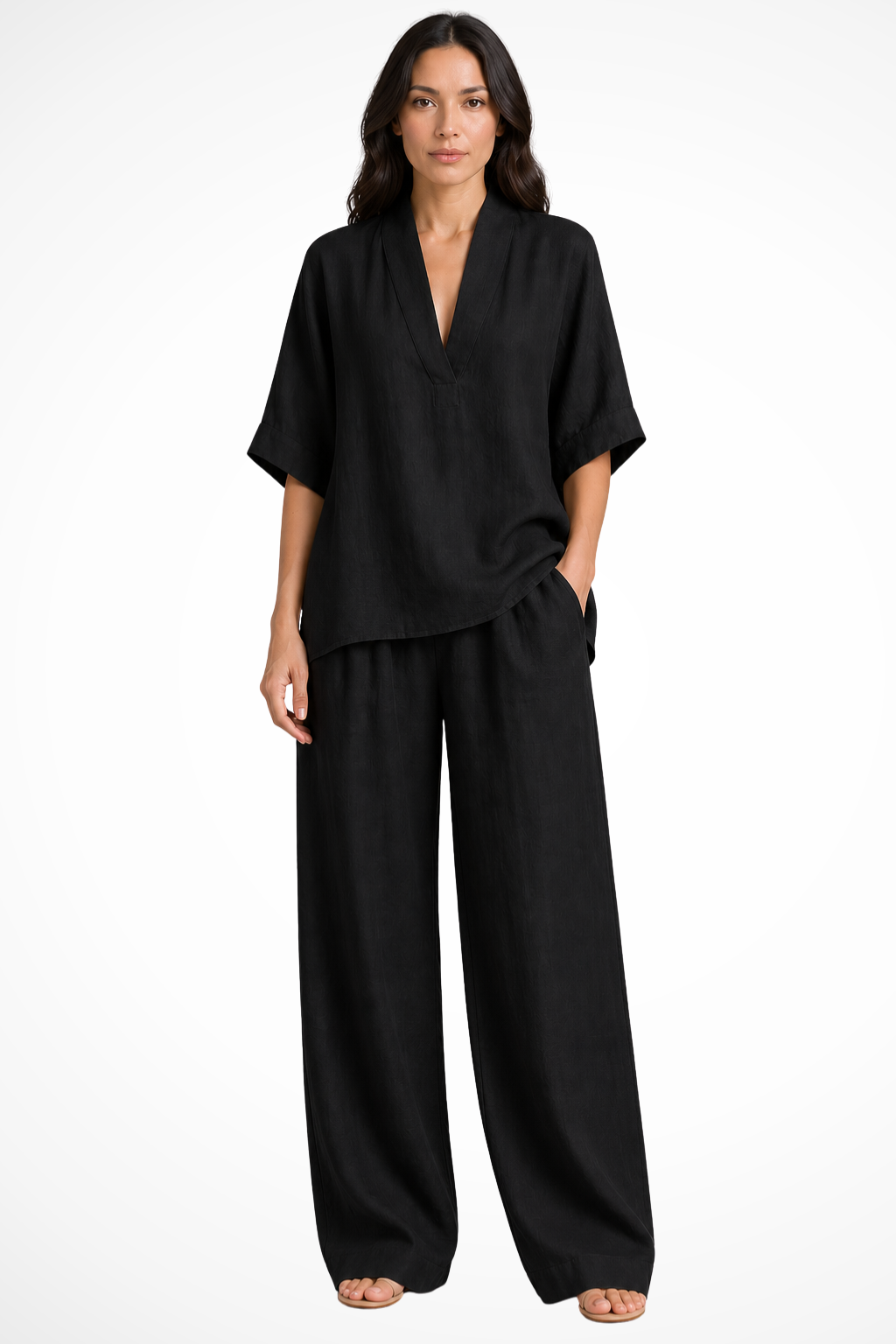 Oversize-Zweiteiler mit weitem Bein