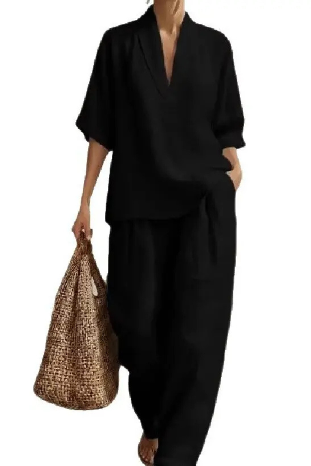 Oversize-Zweiteiler mit weitem Bein