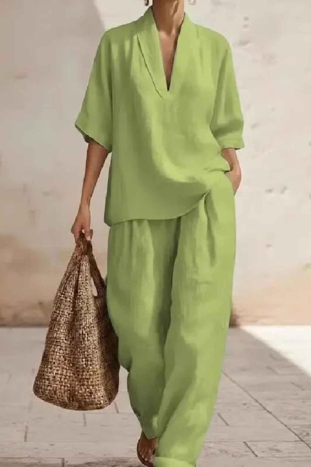 Oversize-Zweiteiler mit weitem Bein