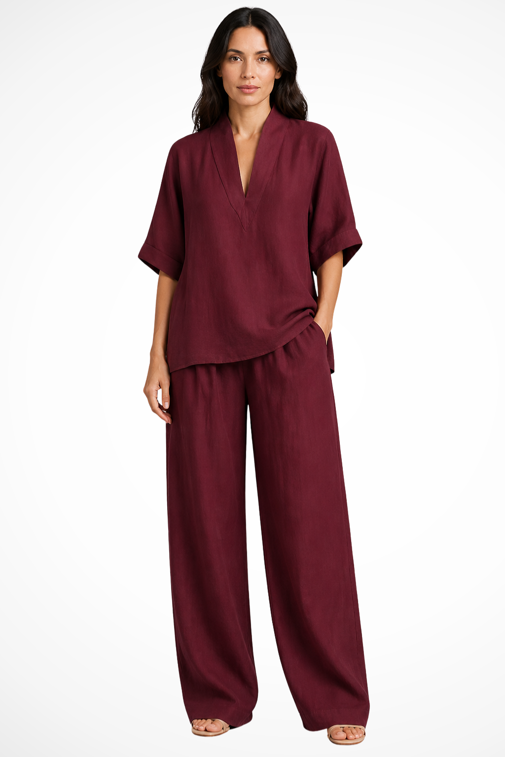 Oversize-Zweiteiler mit weitem Bein