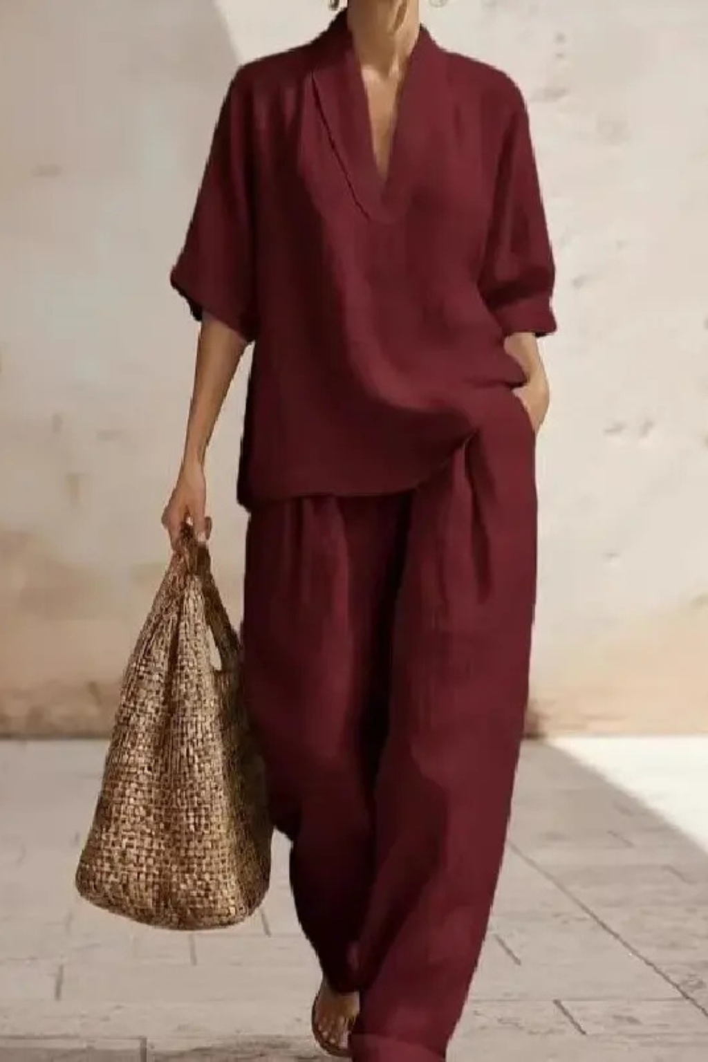 Oversize-Zweiteiler mit weitem Bein