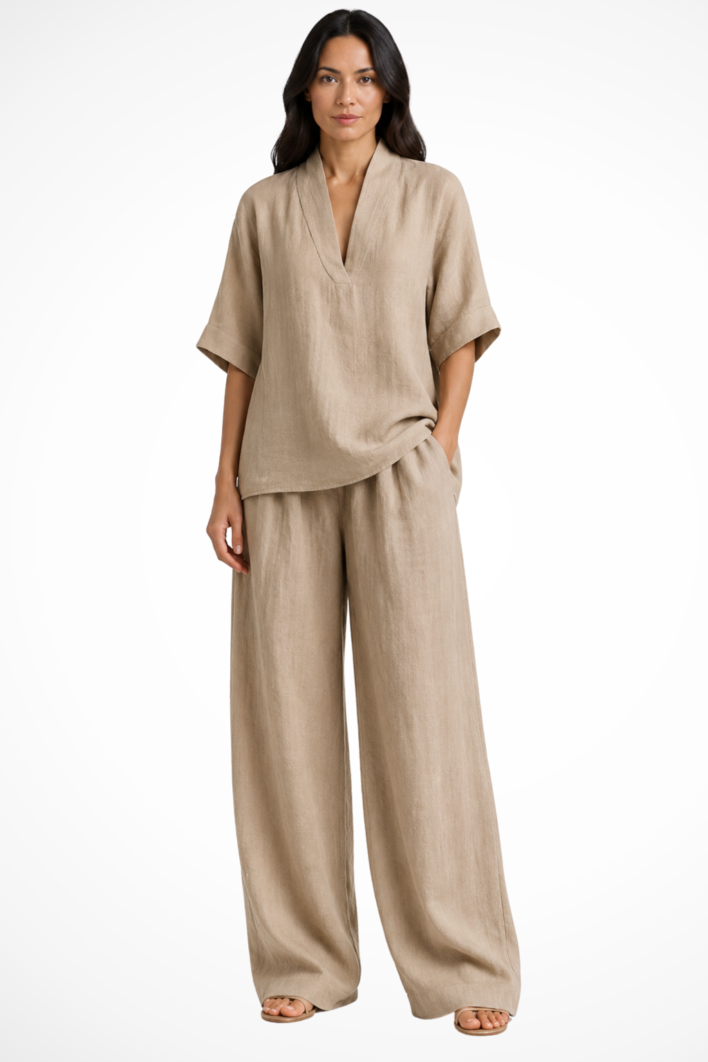 Oversize-Zweiteiler mit weitem Bein