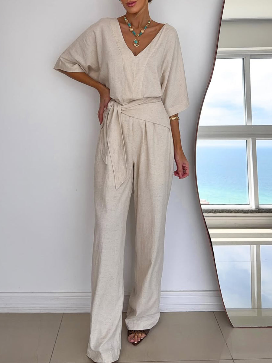 Jumpsuit mit Bindegürtel