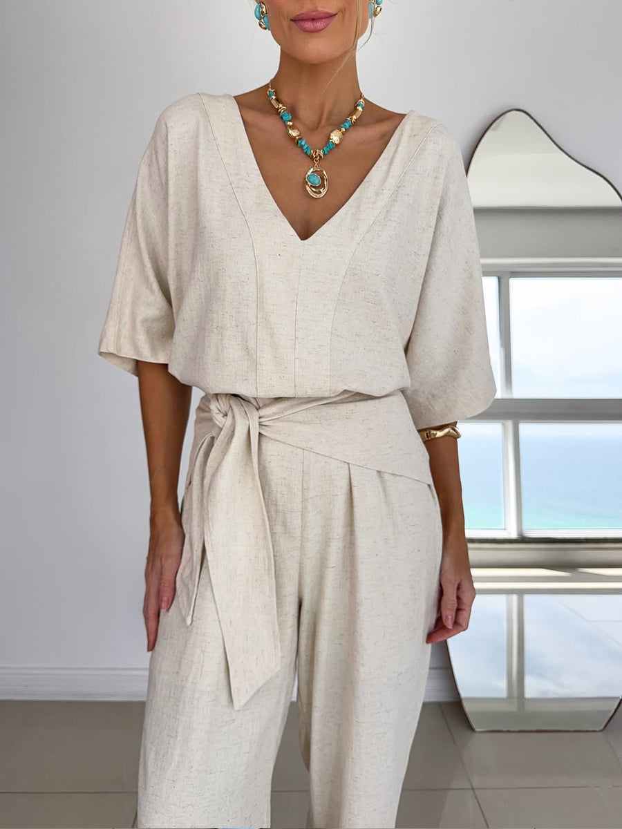Jumpsuit mit Bindegürtel