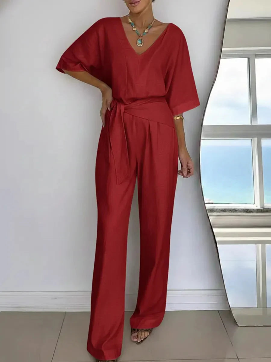 Jumpsuit mit Bindegürtel