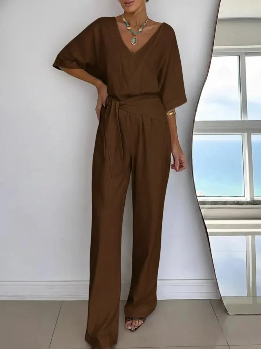 Jumpsuit mit Bindegürtel