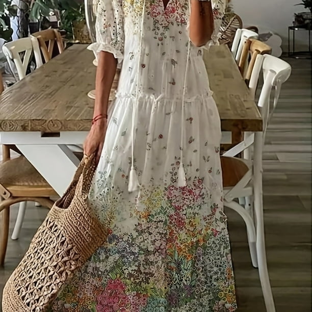 Geblümtes Boho-Maxikleid