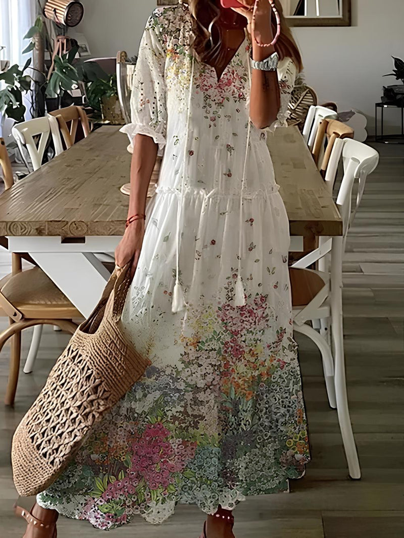 Geblümtes Boho-Maxikleid