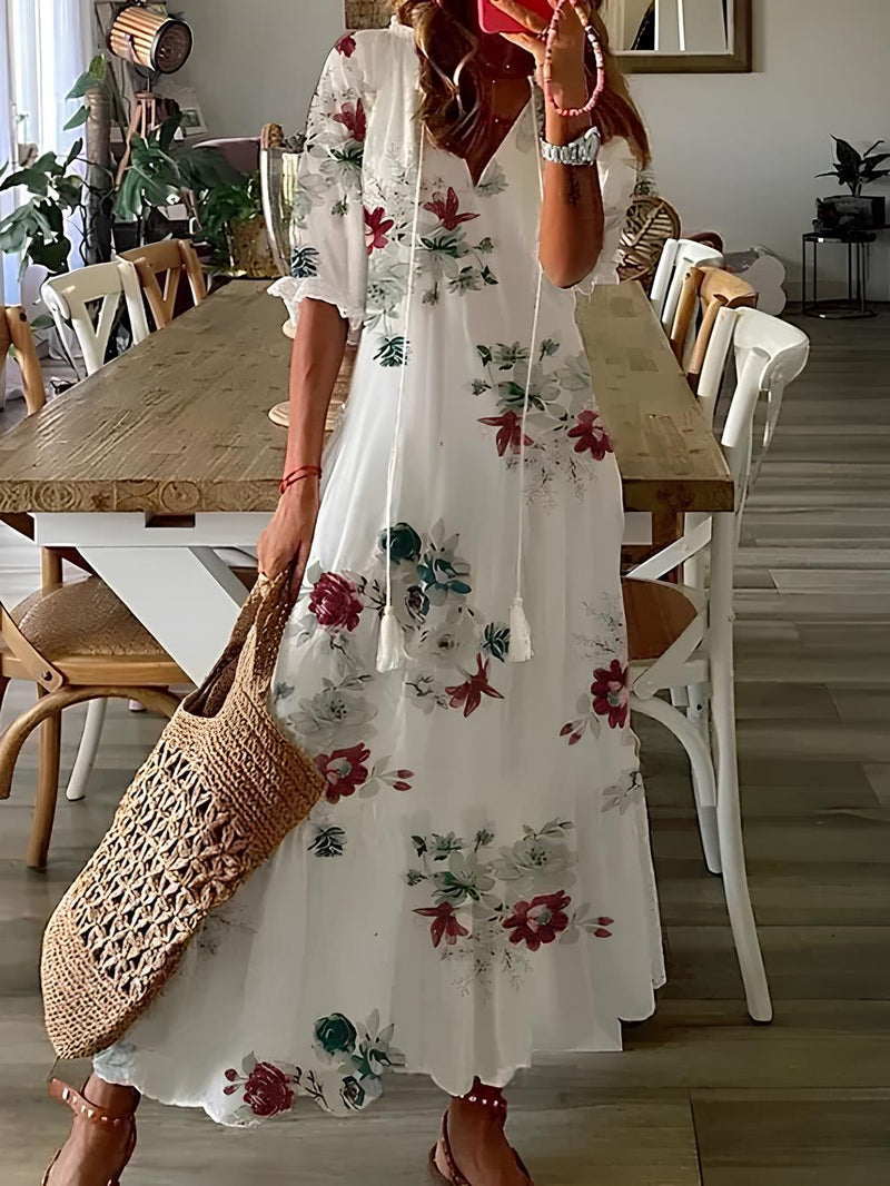 Geblümtes Boho-Maxikleid
