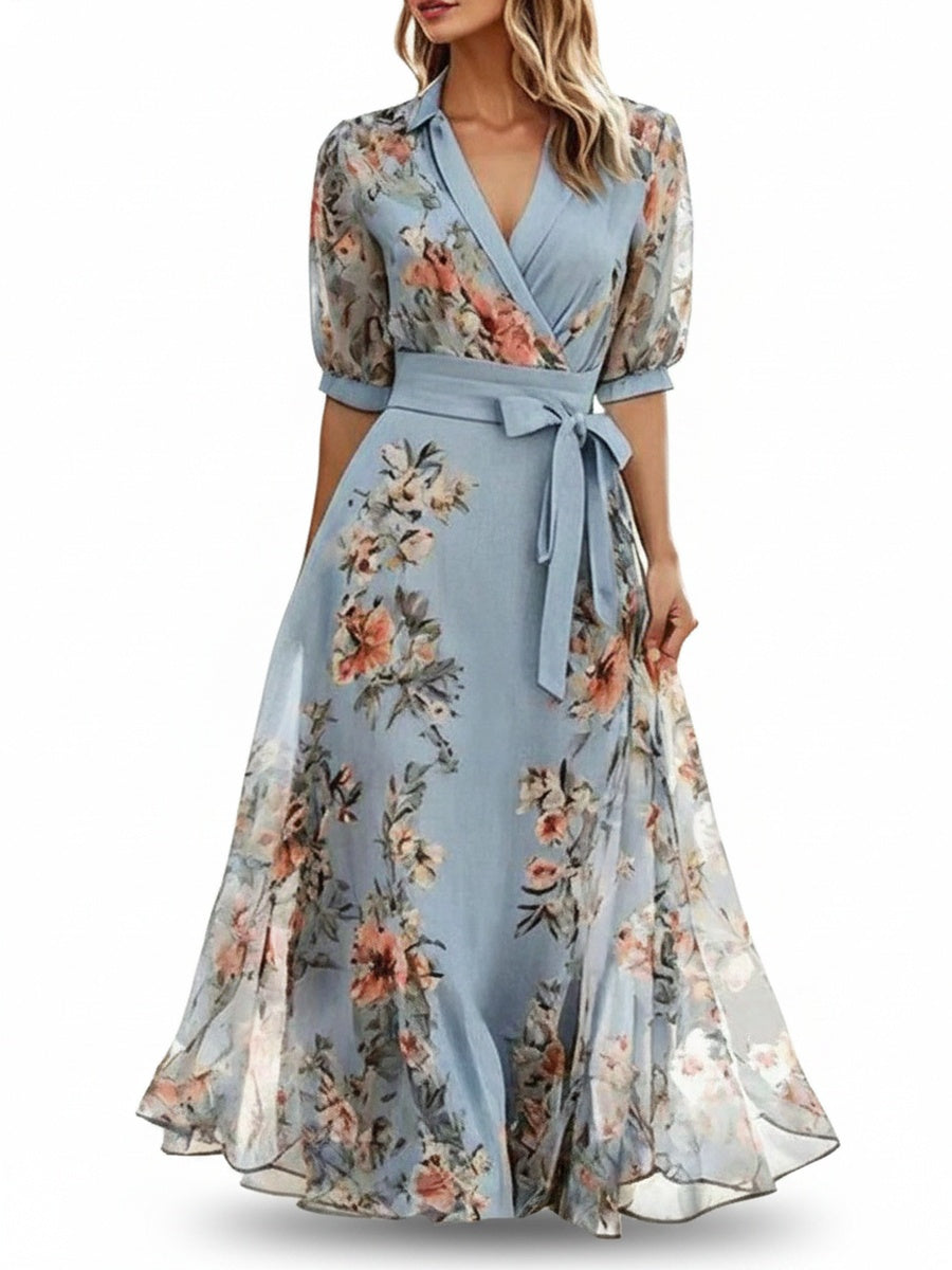 Florales Maxikleid Mit Bindegürtel