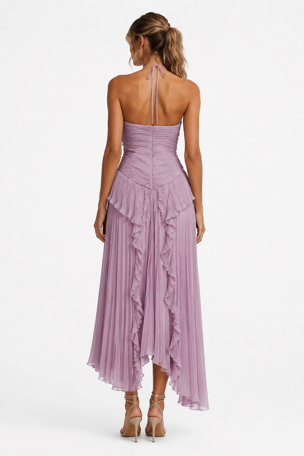 Maxikleid Mit Kaskadenrüschen