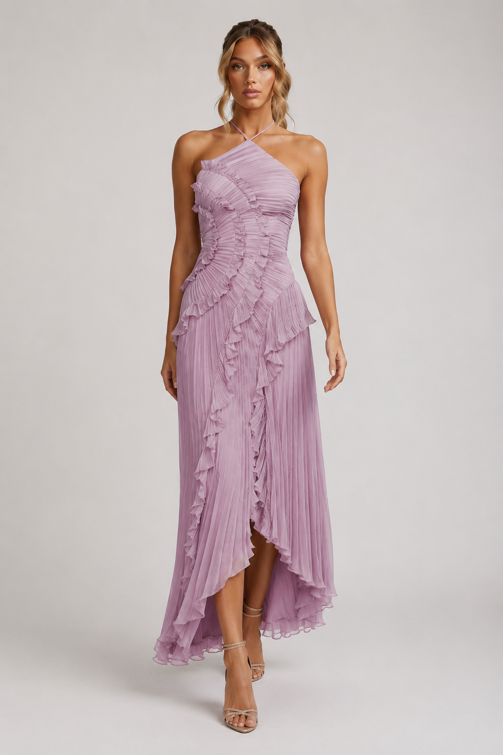 Maxikleid Mit Kaskadenrüschen
