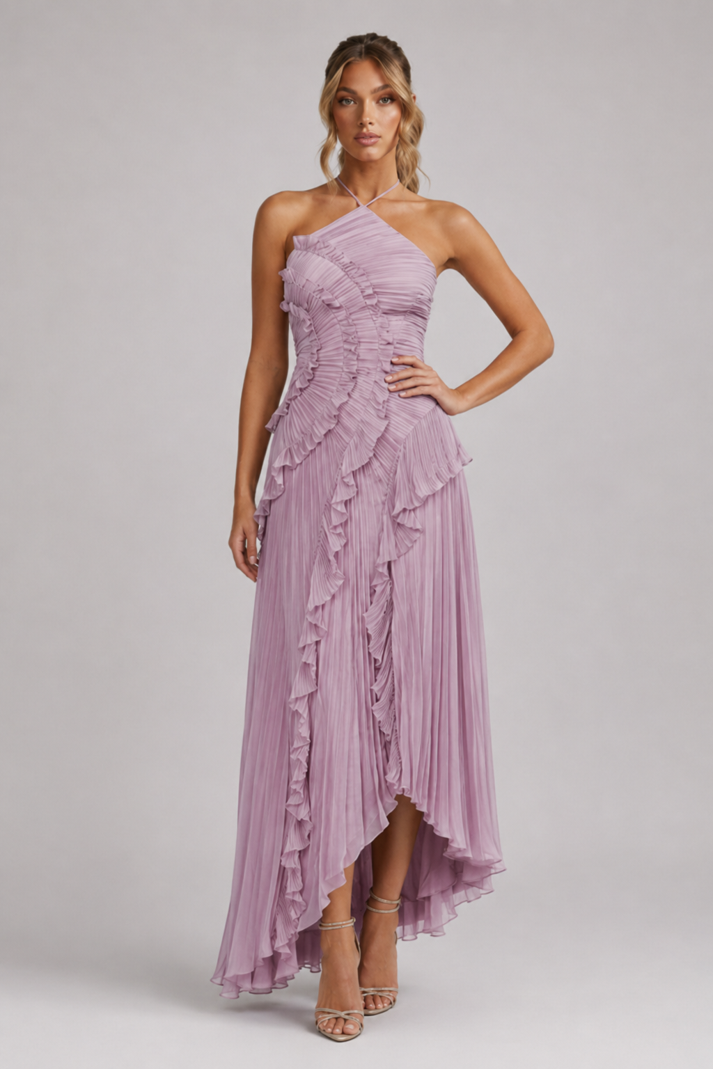 Maxikleid Mit Kaskadenrüschen