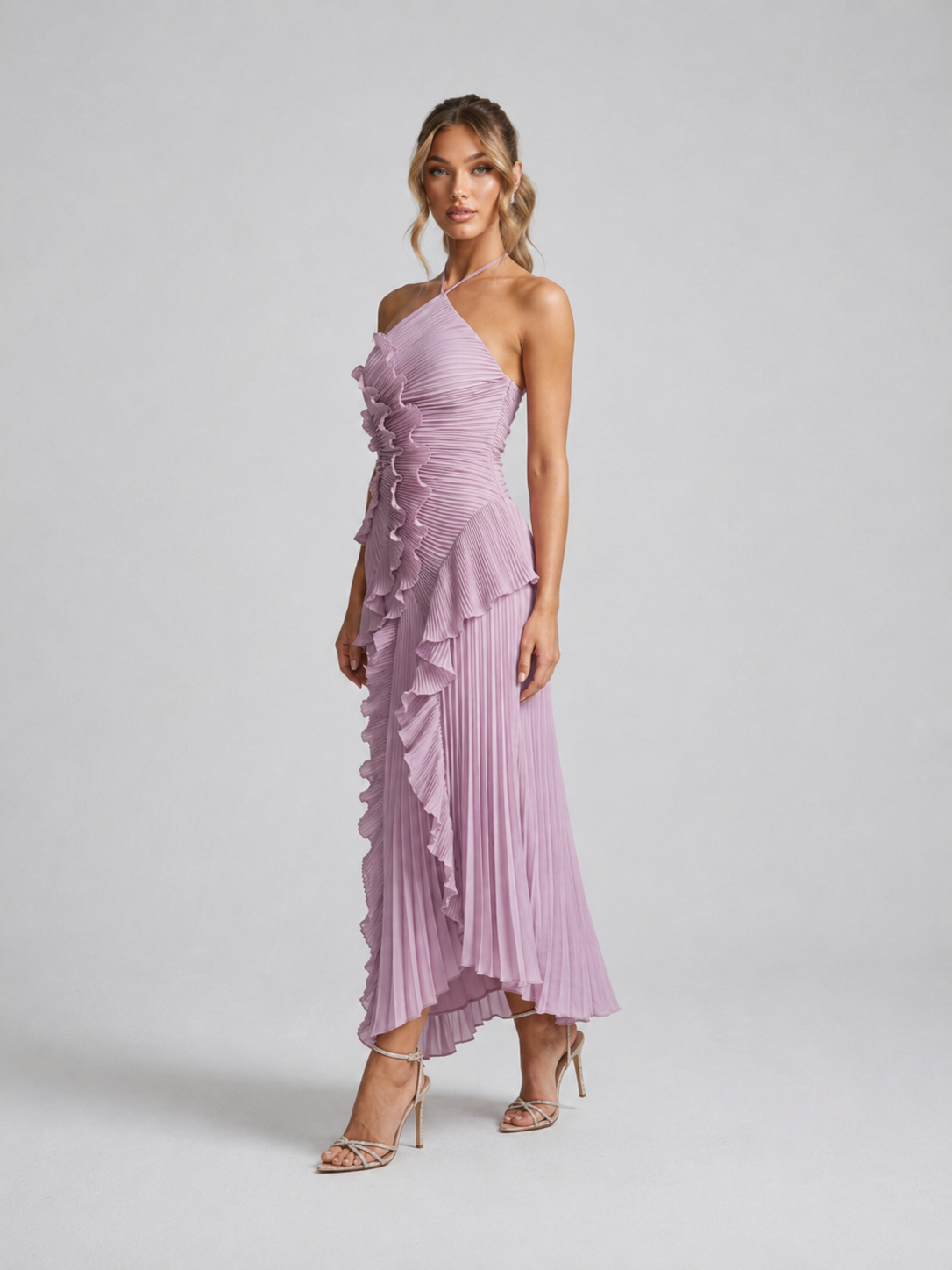 Maxikleid Mit Kaskadenrüschen