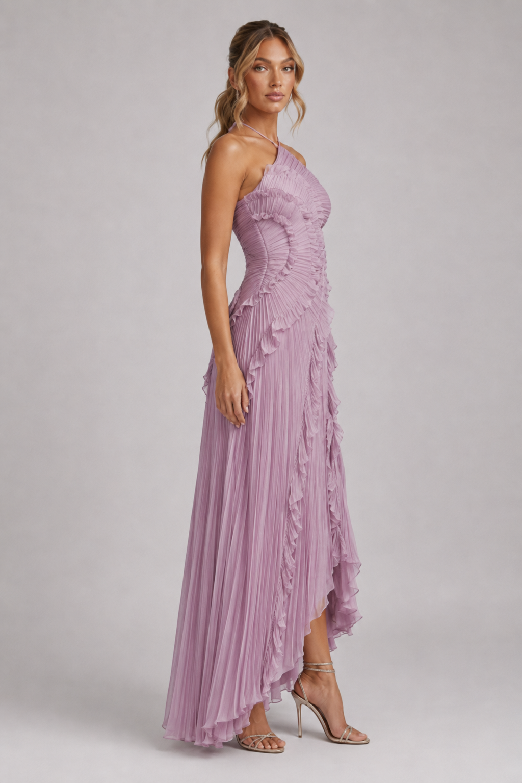 Maxikleid Mit Kaskadenrüschen