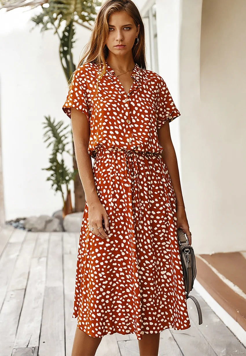 Midi-Kleid mit Taillengürtel