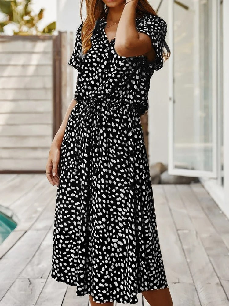 Midi-Kleid mit Taillengürtel