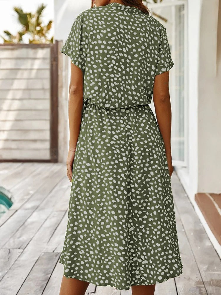 Midi-Kleid mit Taillengürtel