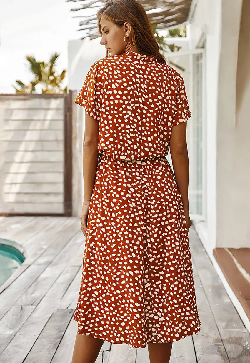 Midi-Kleid mit Taillengürtel