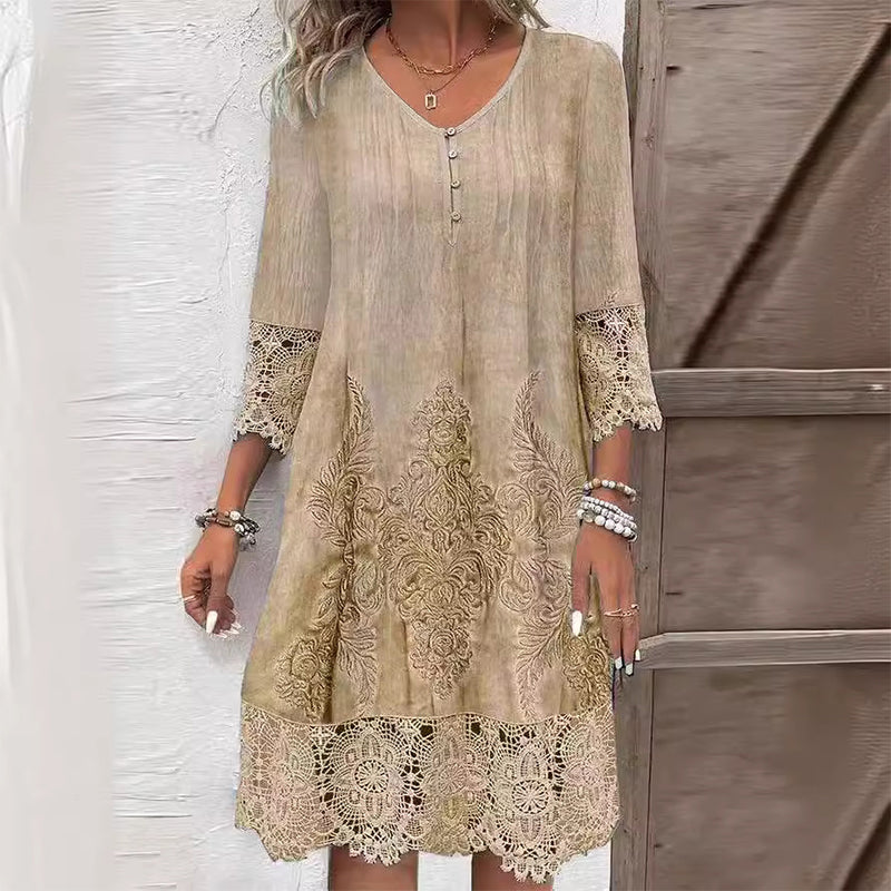 Boho-Midikleid in lockerer A-Linie