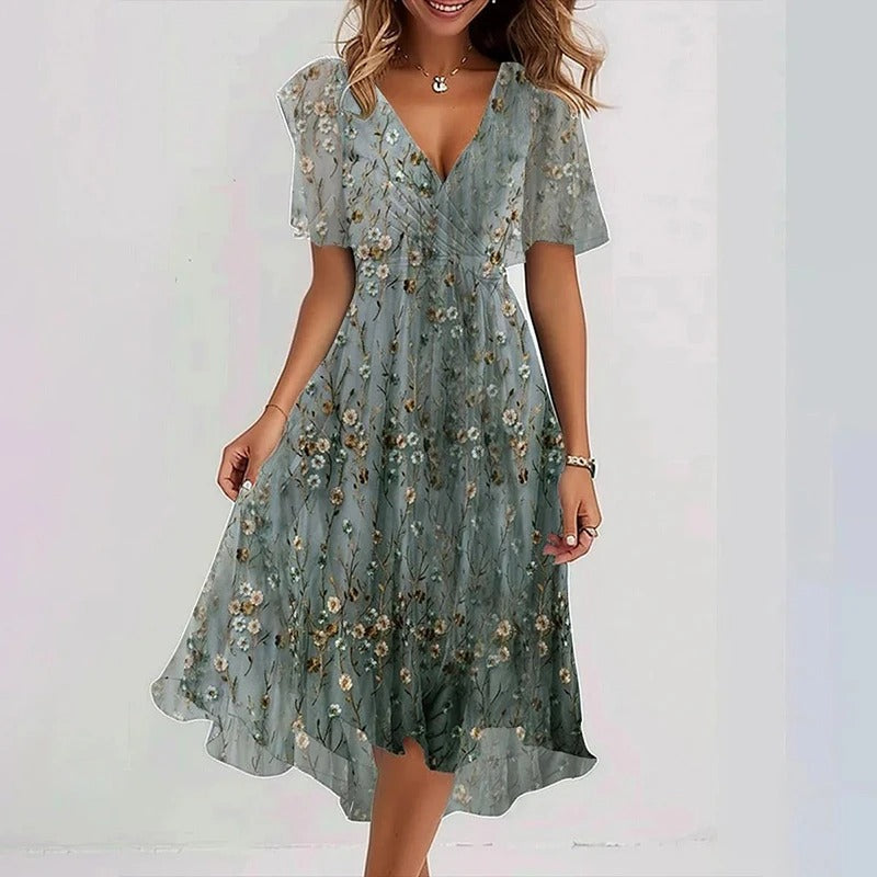 Midi-Kleid mit Blumenmuster