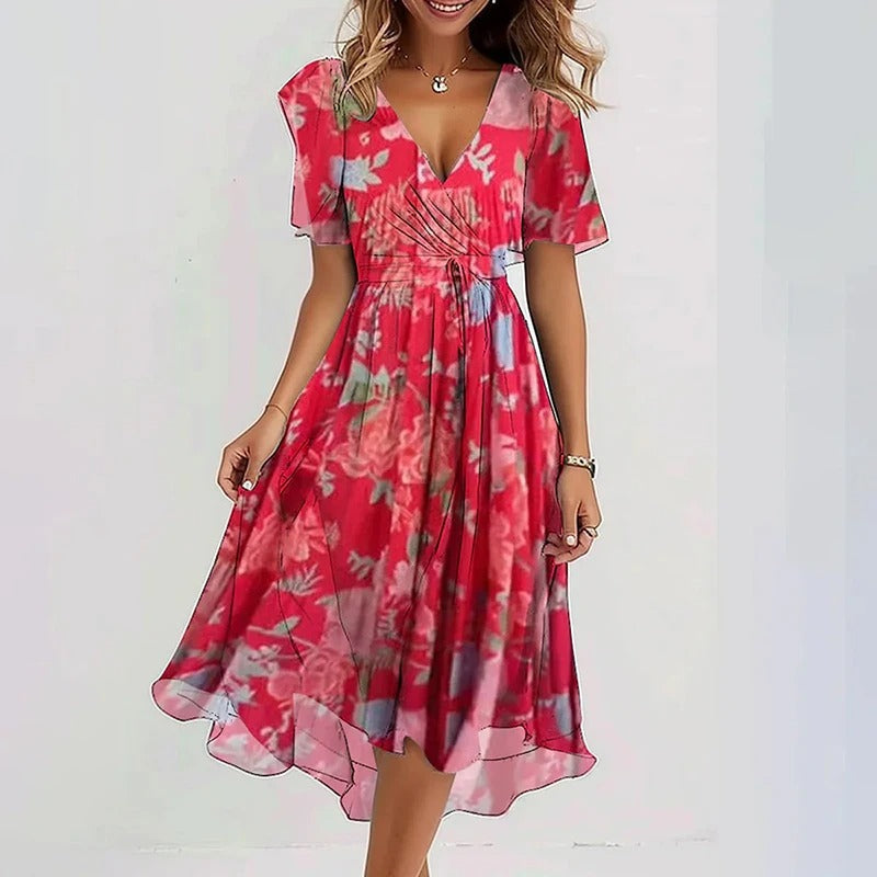 Midi-Kleid mit Blumenmuster