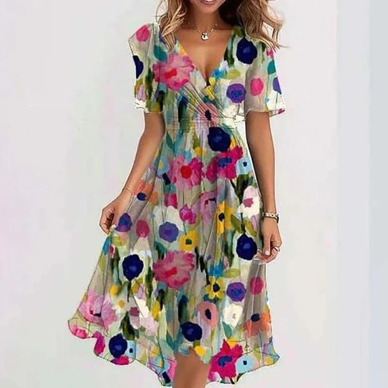 Midi-Kleid mit Blumenmuster