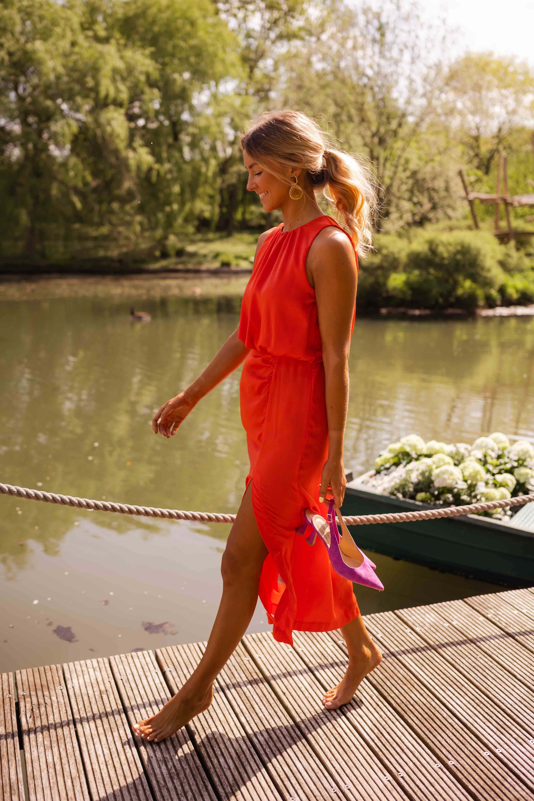 Midikleid mit Seitenschlitz
