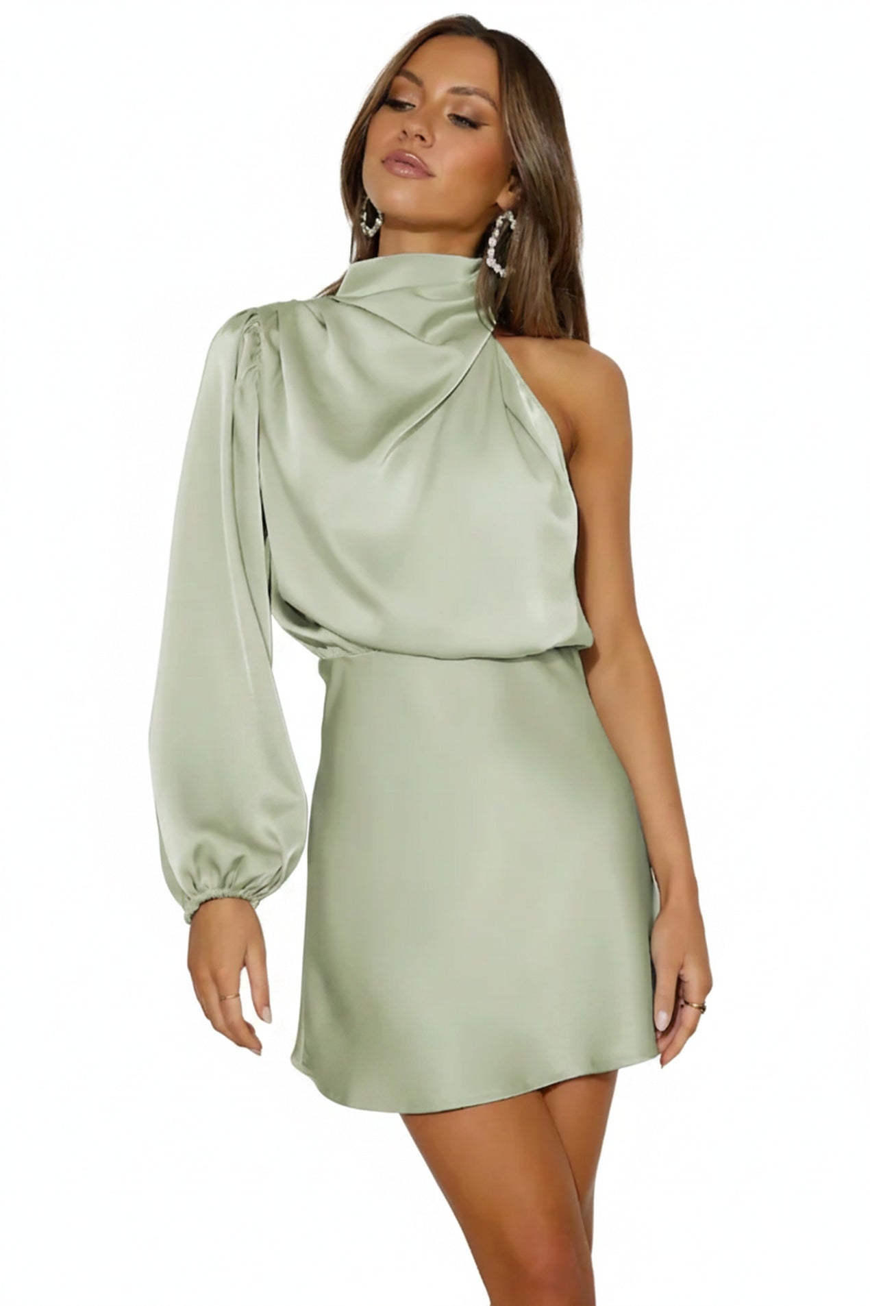 Asymmetrisches Minikleid mit Ballonärmel
