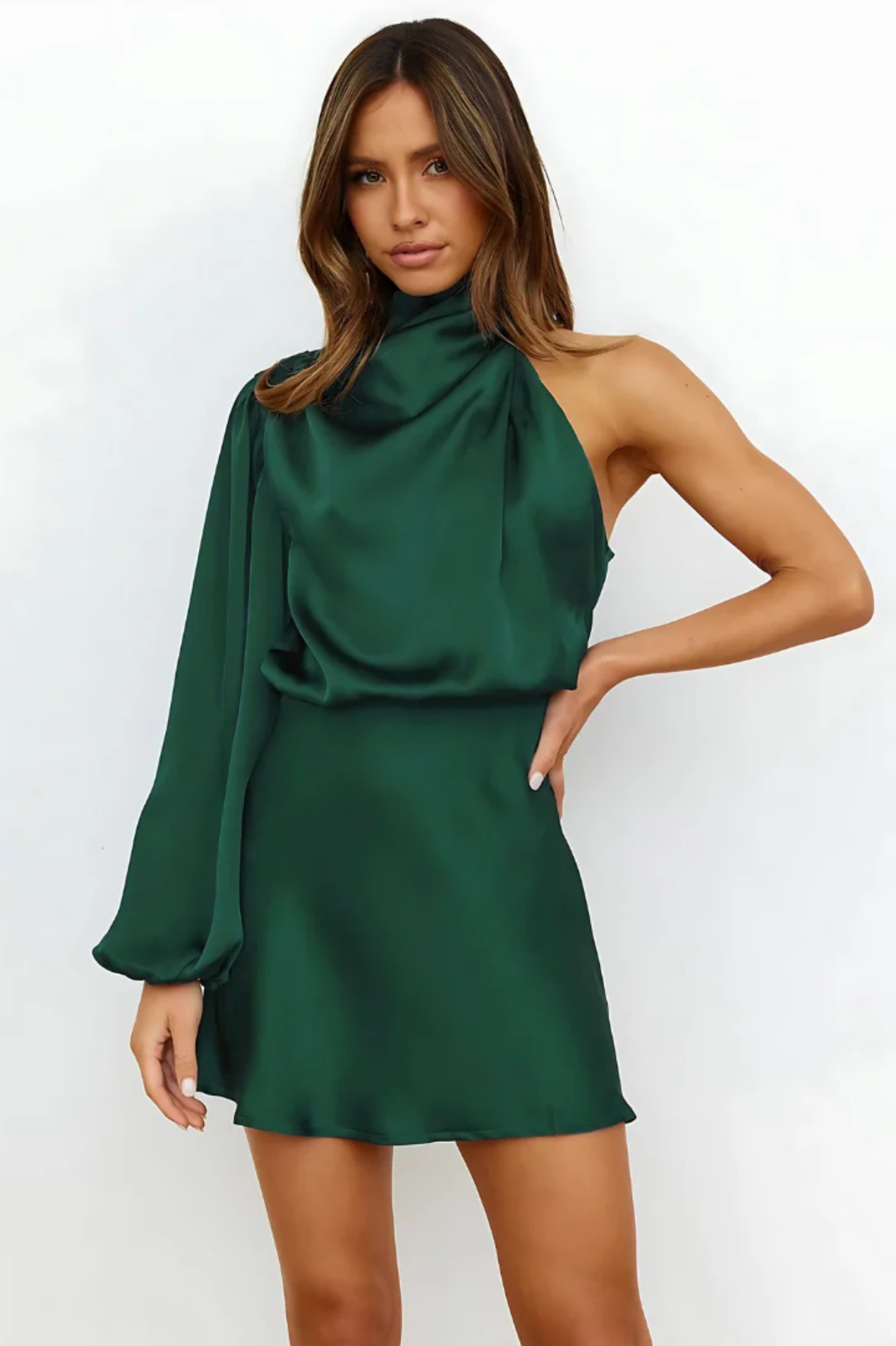 Asymmetrisches Minikleid mit Ballonärmel