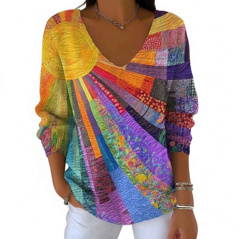 Langarmshirt mit Sonnen-Patchwork