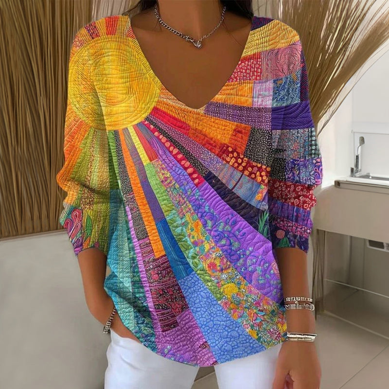 Langarmshirt mit Sonnen-Patchwork