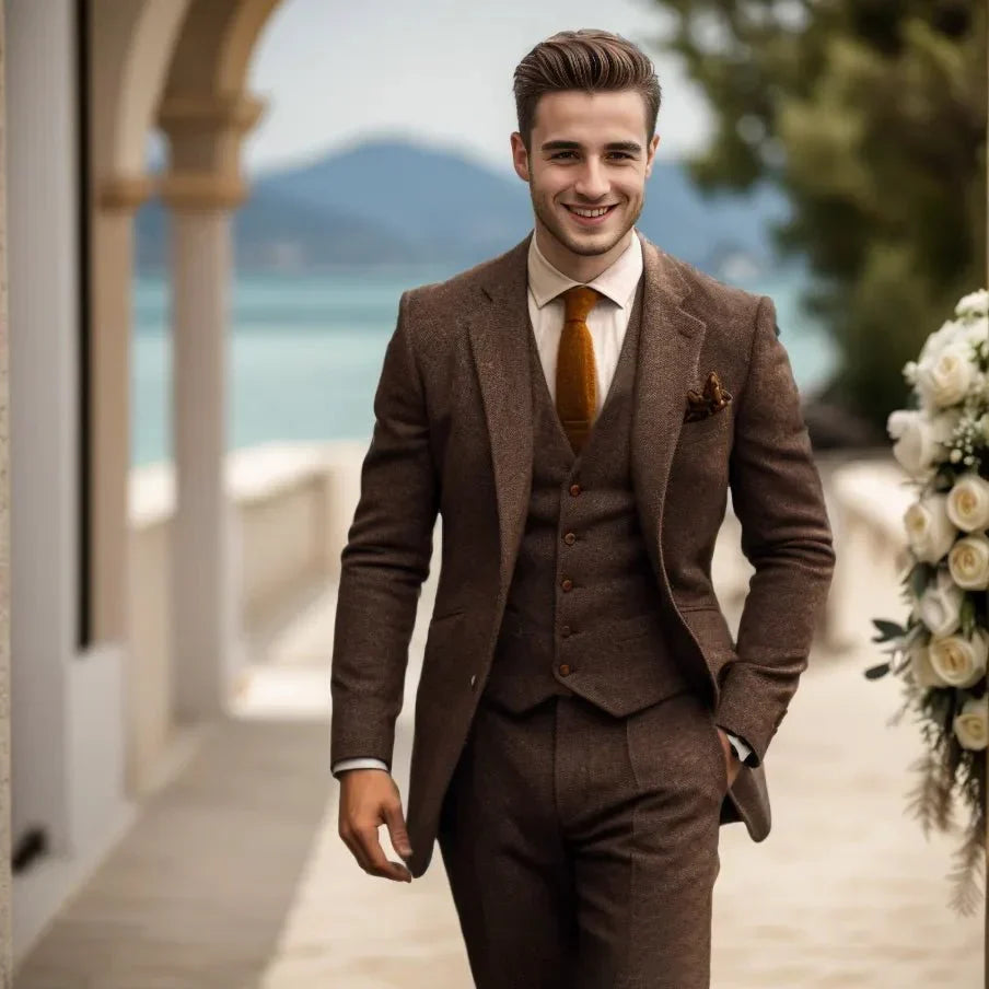 Elegantes Herren Anzug-Set mit Sakko, Weste und Hose