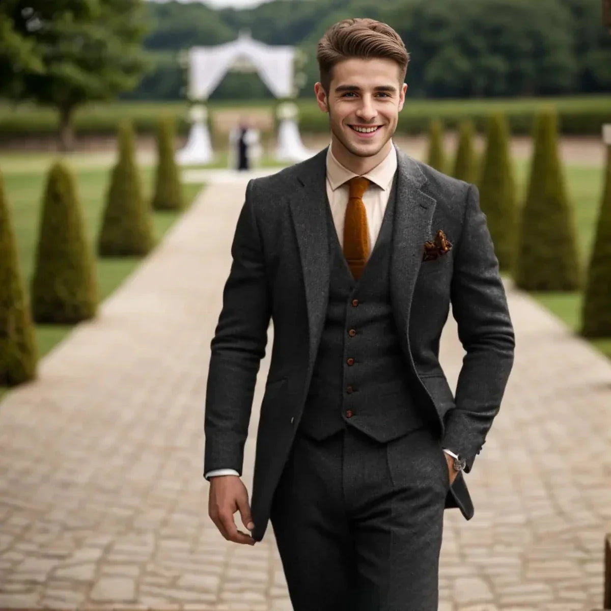 Elegantes Herren Anzug-Set mit Sakko, Weste und Hose