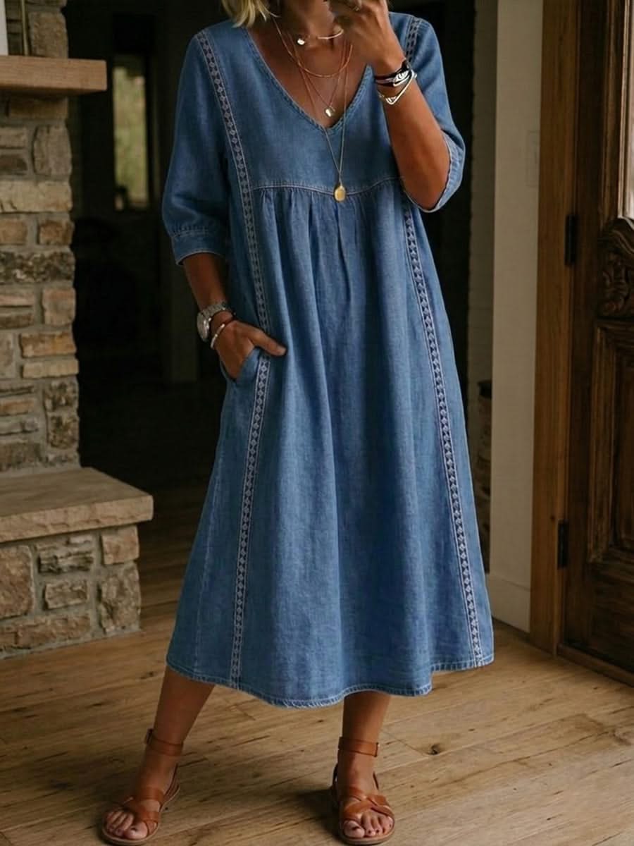 Flora Freizeitkleid mit Spitzenbesatz