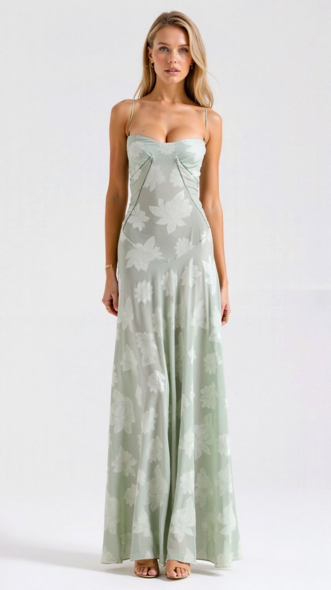 Elegantes Maxikleid mit Spaghettiträgern und offenem Rücken
