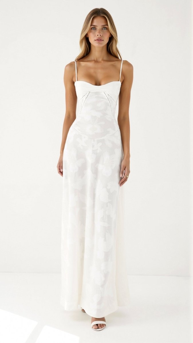 Elegantes Maxikleid mit Spaghettiträgern und offenem Rücken
