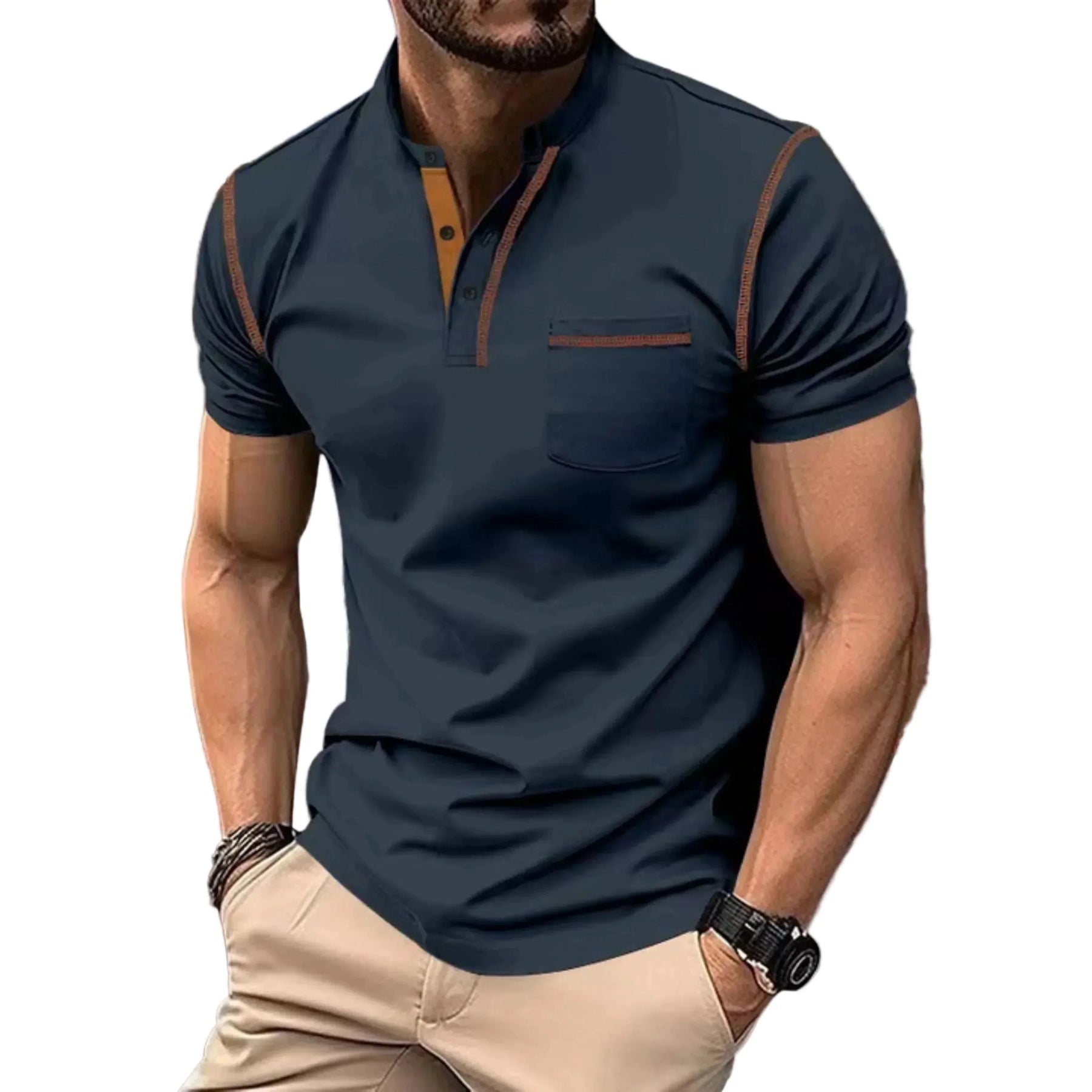 Herren-Poloshirt mit Stehkragen