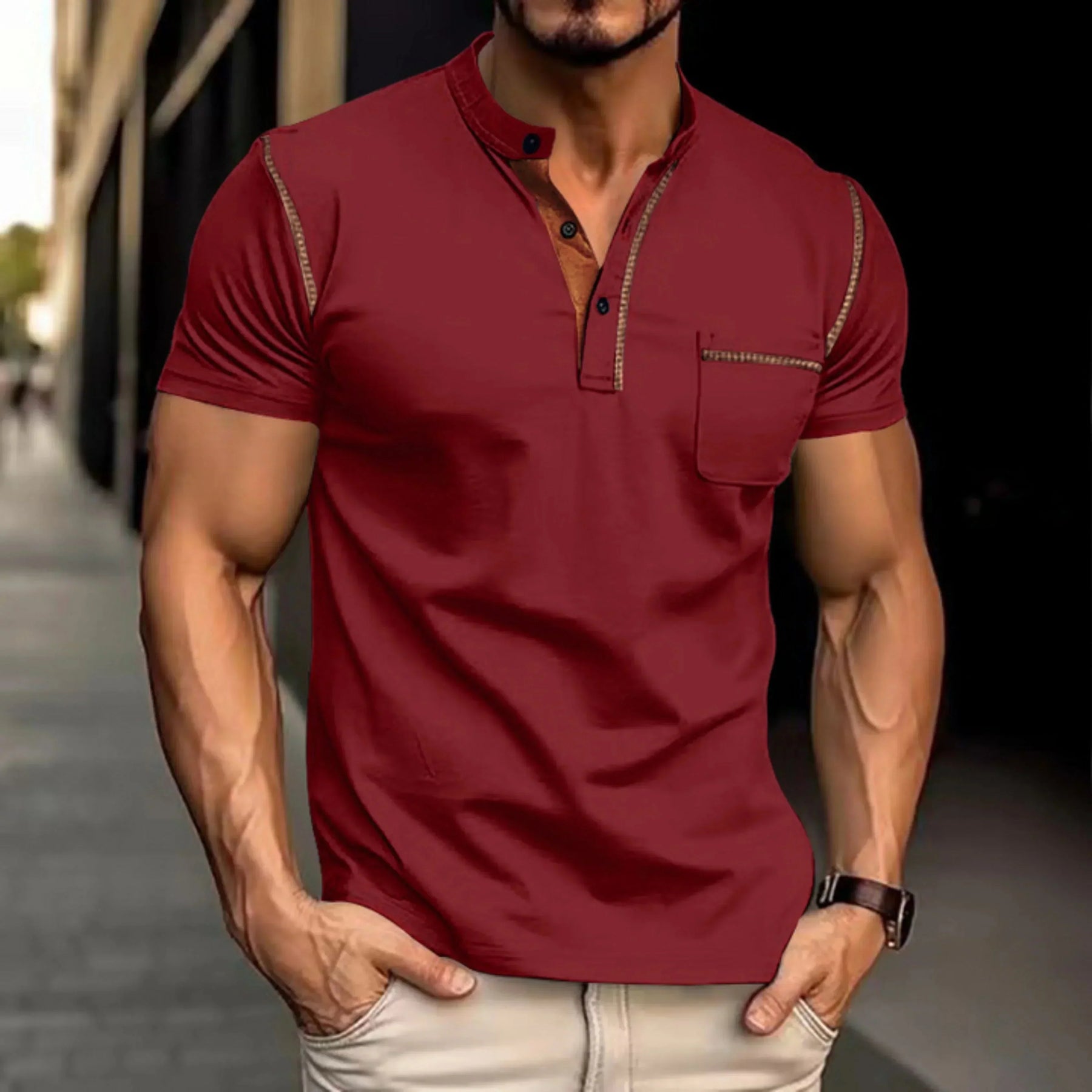 Herren-Poloshirt mit Stehkragen