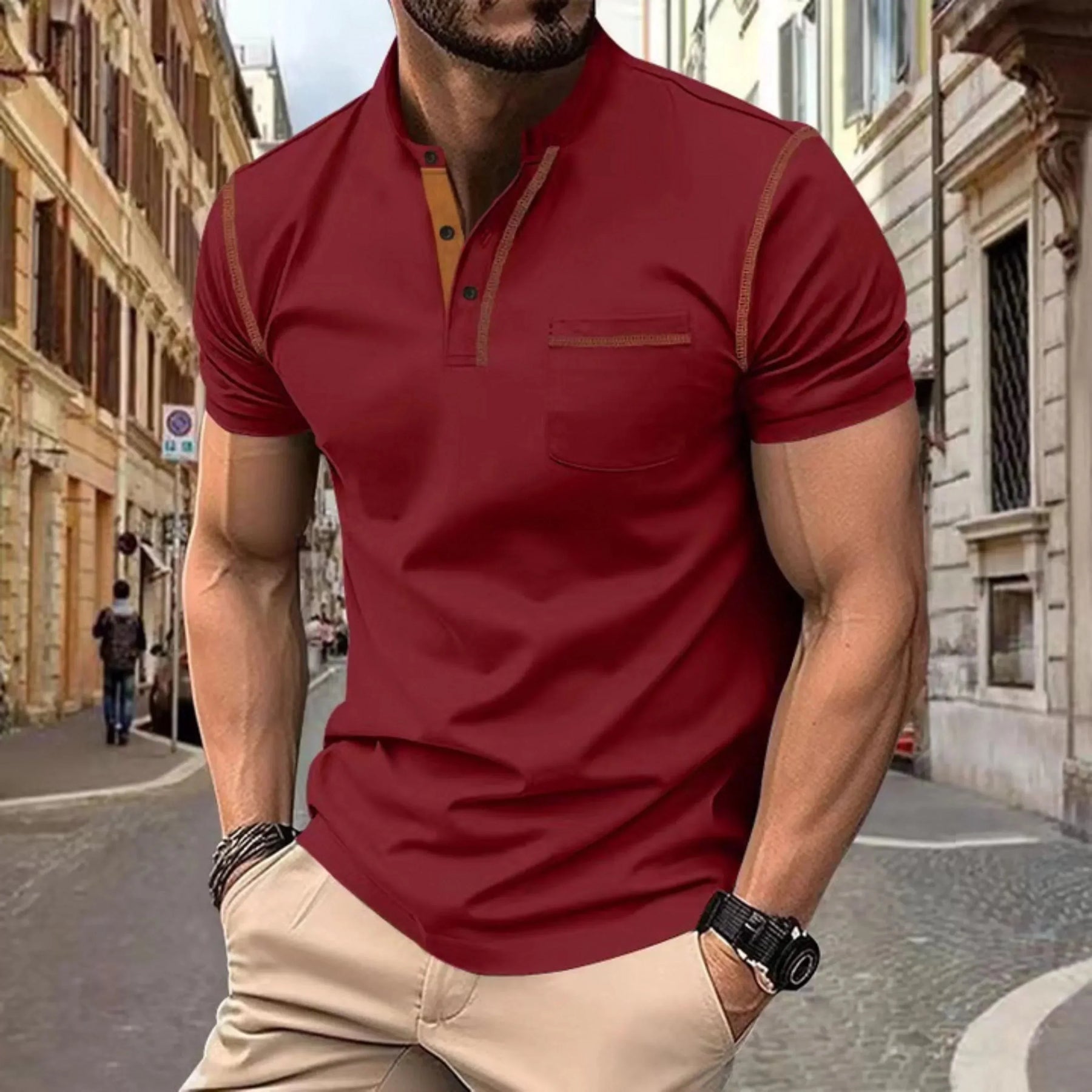 Herren-Poloshirt mit Stehkragen