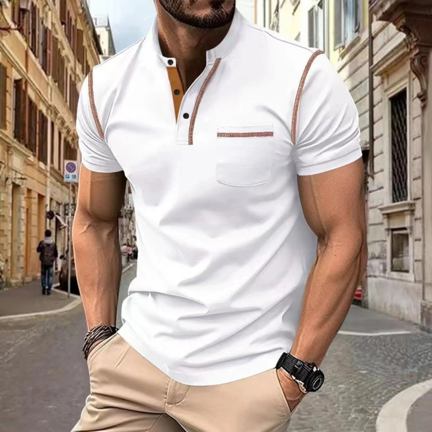 Herren-Poloshirt mit Stehkragen