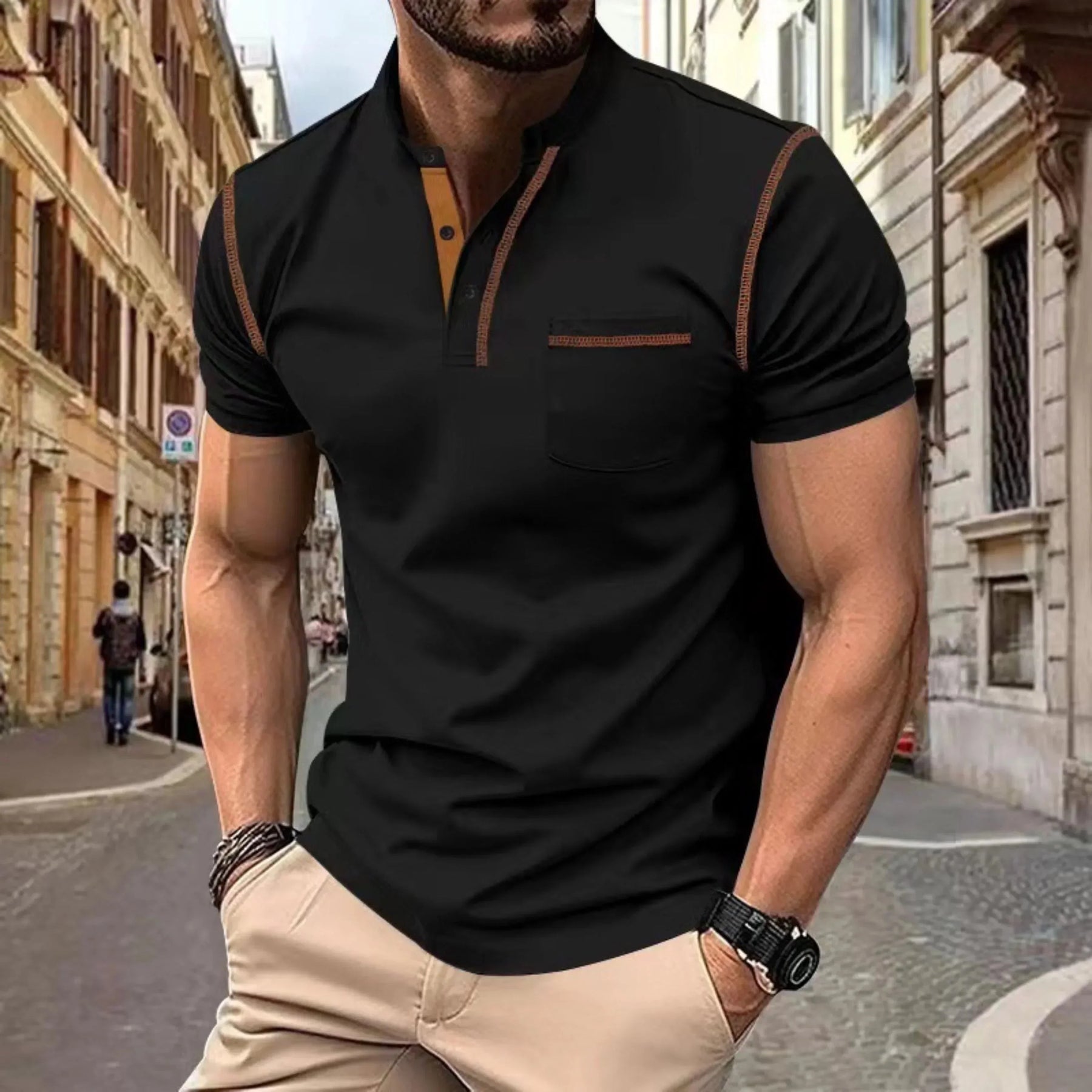 Herren-Poloshirt mit Stehkragen