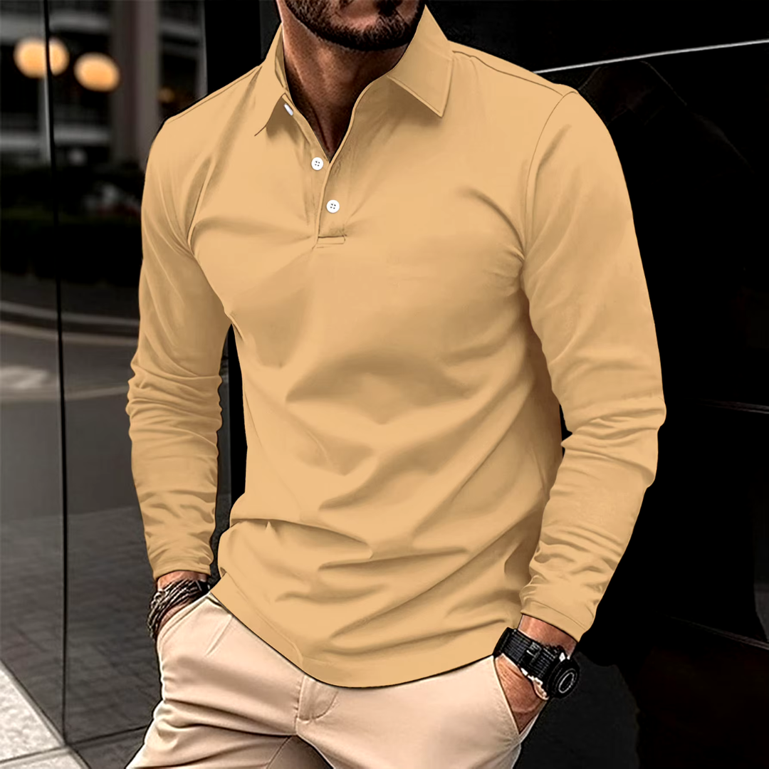 Herren-Langarm-Poloshirt in Schmaler Passform