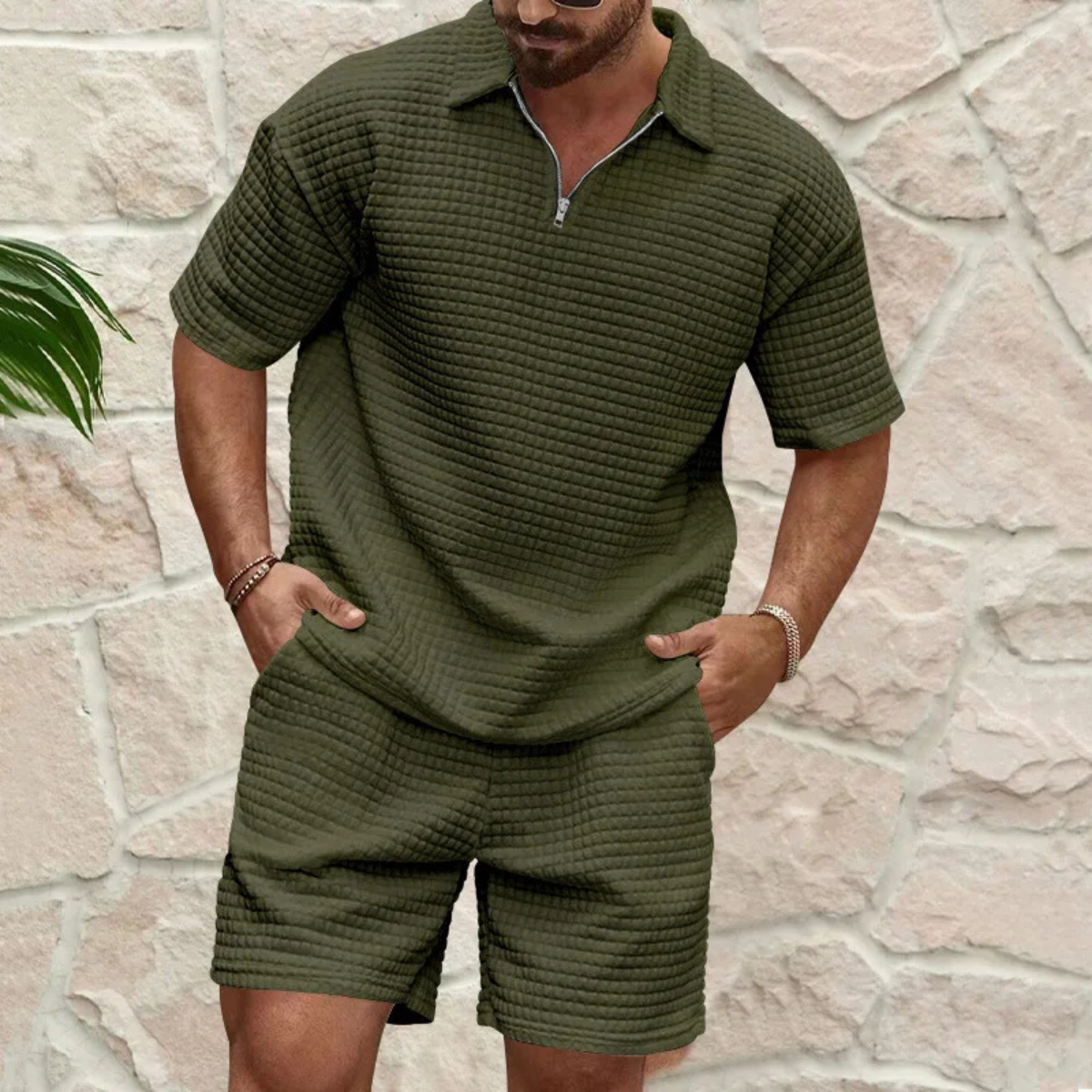 Herren-Set mit Reißverschlusskragen