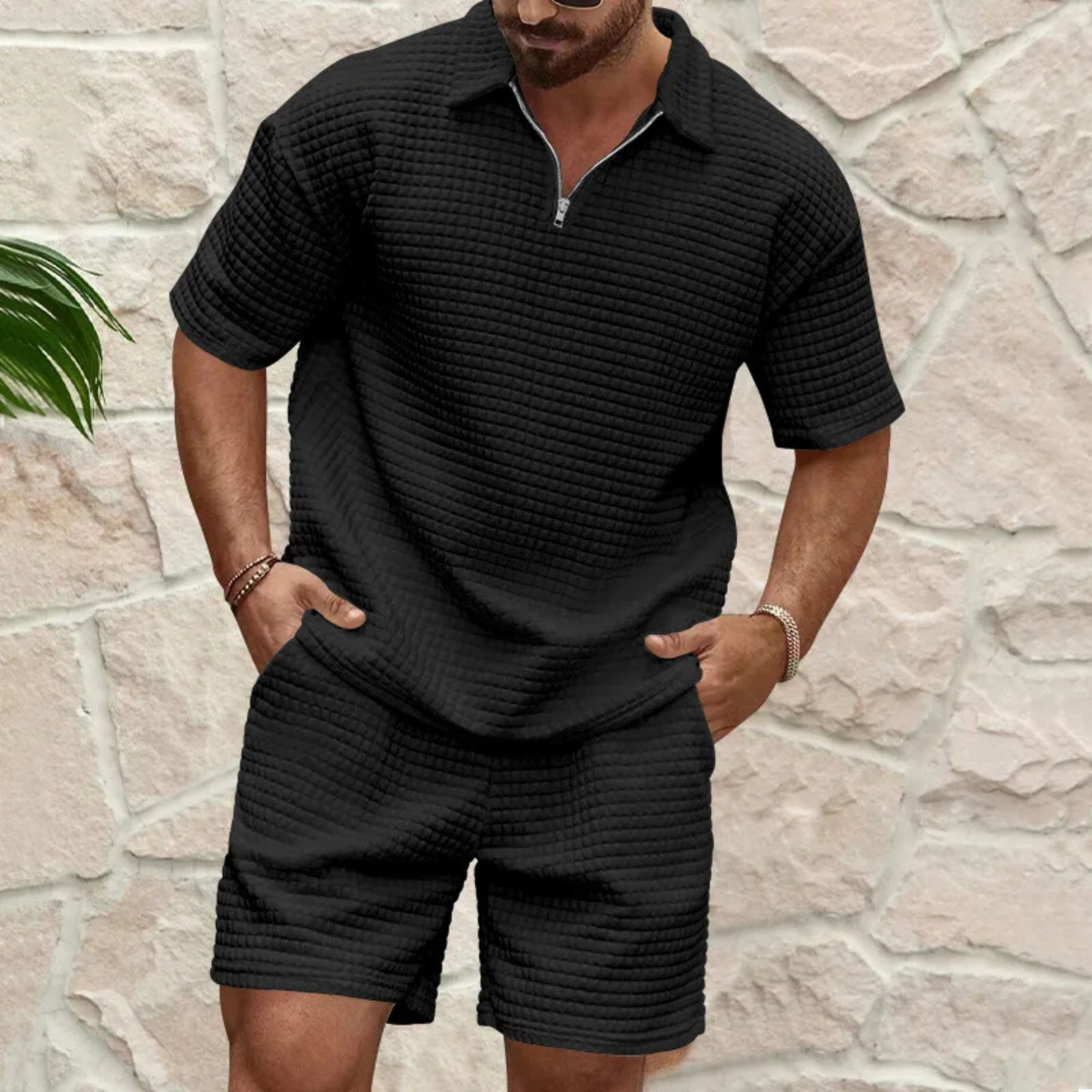 Herren-Set mit Reißverschlusskragen