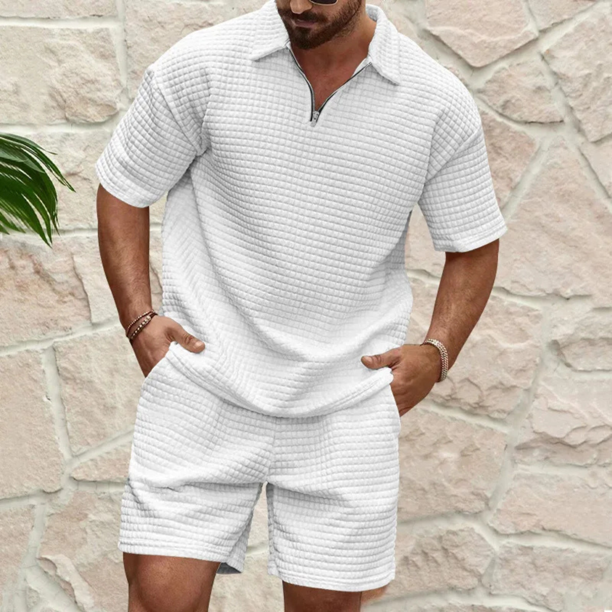 Herren-Set mit Reißverschlusskragen